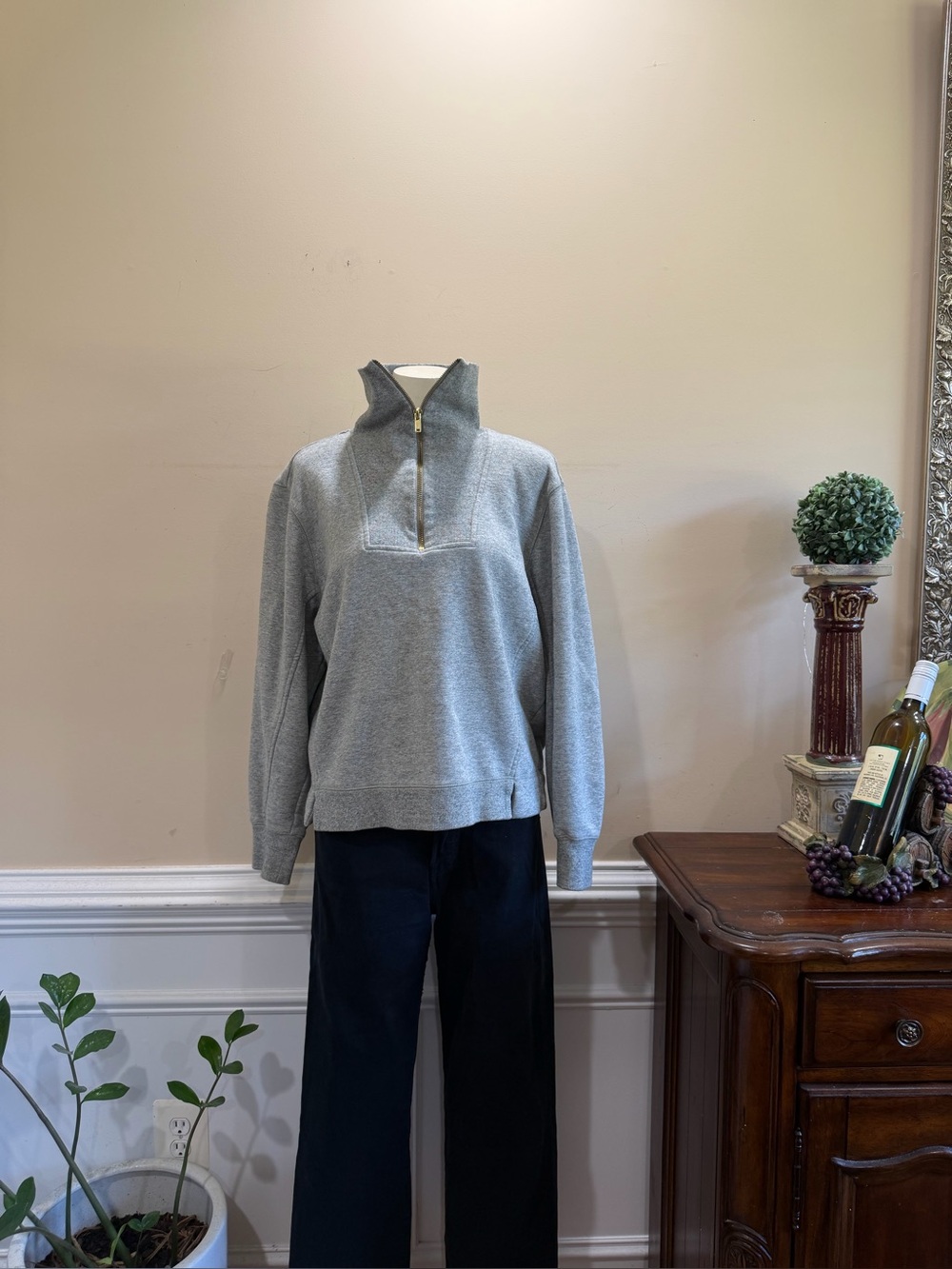 Alex Mill Gray Quarter-Zip Pullover Sweater